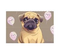 Funny Cartoon Pug Puppy Dog Printed Jigsaw Puzzle 14.4x9.8 CM, Rectangular Puzzle Challenging Game for Adults Gifts, Family Fun Decorative Wall Decor
