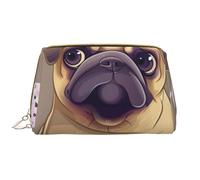 Funny Cartoon Pug Puppy Dog Printed Makeup Bag for Women Portable Leather Make up Bag Travel Zipper Cosmetic Bags Organizer