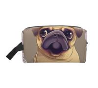 Funny Cartoon Pug Puppy Dog Printed Makeup Bag Travel Portable Cosmetic Bag Large Capacity Makeup Case Toiletry Handbag Organiser for Women