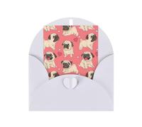 Funny Cartoon Pug Puppy Dog Printing Holiday Love Buckle Pearl Paper Envelopes Greeting Vertical Thinking Of You Cards 6 X 4 Inch