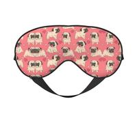 Funny Cartoon Pug Puppy Dog Printing Reversible Design Sleep Mask, Ideal for Camping, Meditation & Shifts, Snug Fit,No Light Leakage