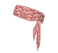 Funny Cartoon Pug Puppy Dog Sports Head Tie Beach Summer Tropical Tie Sweatband Headband Men Women Elastic Moisture for Running