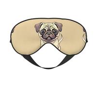 Funny Cartoon Pug Puppy Dogs Print Soft Eye Mask for Women Men Comfortable with Adjustable Strap for Travel Yoga Nap Shift Work