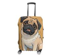 Funny Cartoon Pug Puppy Dogs Suitcase Covers Luggage Protector - Travel Elastic Baggage Case Protective, Washable Anti-scratch Large Suit Case Cover for Suitcases Fits 19-32 Inch Luggages, white, XL