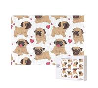 Funny Cartoon Pugs Puppies,300 Pieces Wooden Jigsaw Family Game Jigsaw Puzzles for Adults Teens Home Decor