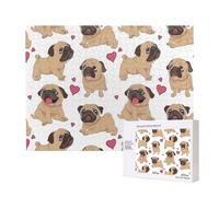 Funny Cartoon Pugs Puppies,500 Pieces Wooden Jigsaw Family Game Jigsaw Puzzles for Adults Teens Home Decor