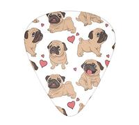 Funny Cartoon Pugs Puppies Guitar Paddle Set Of 12, Suitable For Guitar, Yukri, 3 Thicknesses