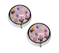 Funny Cartoon Puppy Dog Print Pill Box 3 Compartment Medicine Pill Case,Portable for Pocket Or Purse Pill Organizer Decorative Metal Medicine Vitamin Organizer Unique Gift