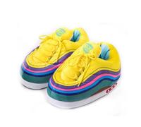 Funny Cartoon Rainbow Sneaker Plush Slippers Warm Winter Shoes Cozy Fluffy Cotton Footwear Soft Indoor House Slipper with Colorful Sporty Design for Home Bedroom Dorm Novelty Comfort