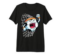 Funny Cartoon Soccer Ball Breaking Net Scoring Goal for Boys Premium T-Shirt