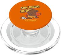 Funny Cartoon Surfing Bear San Diego California Souvenir PopSockets PopGrip for MagSafe
