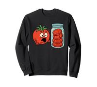 Funny Cartoon Tomato Shocked by Sliced Jar of Tomatoes Sweatshirt