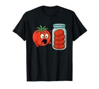 Funny Cartoon Tomato Shocked by Sliced Jar of Tomatoes T-Shirt