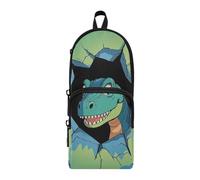 Funny Cartoon Wall Dinosaur Nylon 3 Compartments Pencil Bags For Kids Multi-purpose and aesthetic Pen Pencil Case Stationery Organizer for Middle School