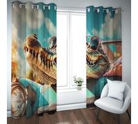 Funny Cartoons Blackout Curtains Crocodiles on Vacation Print Window Treatment for Living Room and Bedroom Polyester Soft Fabric Drapes W42xL84in 2 Panels