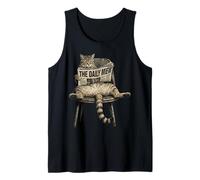 Funny Cat 9 Reading The Daily Miew Lazy Kitty Meme Tank Top