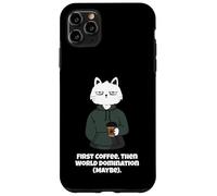 Funny Cat and Coffee First Coffee then World Domination Men Case for iPhone 11 Pro Max