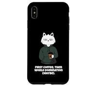 Funny Cat and Coffee First Coffee then World Domination Men Case for iPhone XS Max