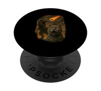 Funny Cat and Dinosaur Meteor Apocalypse Meme PopSockets Adhesive PopGrip