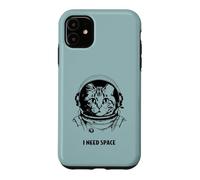 Funny cat astronaut I need space cute antisocial retro cats Case for iPhone 11