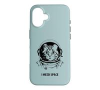 Funny cat astronaut I need space cute antisocial retro cats Case for iPhone 16