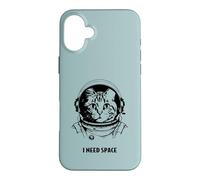 Funny cat astronaut I need space cute antisocial retro cats Case for iPhone 16 Plus