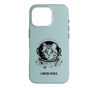 Funny cat astronaut I need space cute antisocial retro cats Case for iPhone 16 Pro