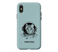 Funny cat astronaut I need space cute antisocial retro cats Case for iPhone X/XS