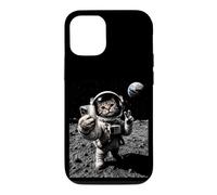 Funny Cat Astronaut Moon Landing Victory Selfie with Earth Case for iPhone 12/12 Pro