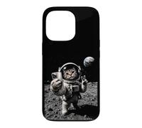Funny Cat Astronaut Moon Landing Victory Selfie with Earth Case for iPhone 13 Pro