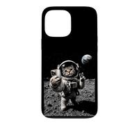 Funny Cat Astronaut Moon Landing Victory Selfie with Earth Case for iPhone 13 Pro Max