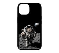 Funny Cat Astronaut Moon Landing Victory Selfie with Earth Case for iPhone 14