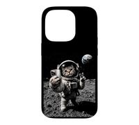 Funny Cat Astronaut Moon Landing Victory Selfie with Earth Case for iPhone 14 Pro