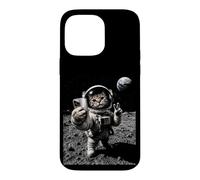 Funny Cat Astronaut Moon Landing Victory Selfie with Earth Case for iPhone 14 Pro Max