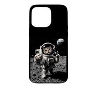 Funny Cat Astronaut Moon Landing Victory Selfie with Earth Case for iPhone 15 Pro Max