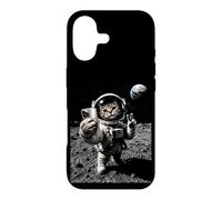 Funny Cat Astronaut Moon Landing Victory Selfie with Earth Case for iPhone 17
