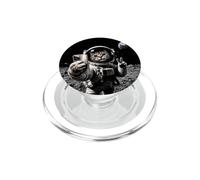 Funny Cat Astronaut Moon Landing Victory Selfie with Earth PopSockets PopGrip for MagSafe