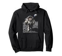 Funny Cat Astronaut Moon Landing Victory Selfie with Earth Pullover Hoodie