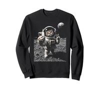 Funny Cat Astronaut Moon Landing Victory Selfie with Earth Sweatshirt