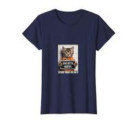 Funny Cat Bad Kitty Mug Shot Tshirt T-Shirt, Women, Navy Blue, 3X-Large