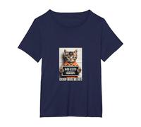 Funny Cat Bad Kitty Mug Shot Tshirt T-Shirt, Women's Plus, Navy Blue, 4X