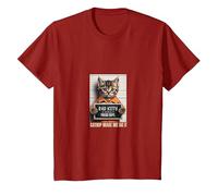 Funny Cat Bad Kitty Mug Shot Tshirt T-Shirt, Youth, Cranberry Red, 4T