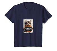 Funny Cat Bad Kitty Mug Shot Tshirt T-Shirt, Youth, Navy Blue, Large