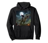 Funny Cat Bat Riding a T-Rex Cute Halloween Meme Pullover Hoodie