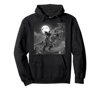 Funny Cat Bat Riding a T-Rex Cute Halloween Meme Pullover Hoodie