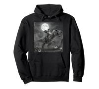 Funny Cat Bat Riding a T-Rex Cute Halloween Meme Pullover Hoodie