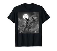 Funny Cat Bat Riding a T-Rex Cute Halloween Meme T-Shirt