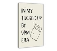 Funny Cat Bedroom Bed By 9pm Cosy Canvas Poster for Office Decor Gift