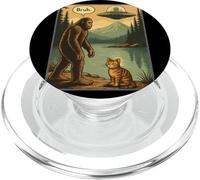 Funny Cat & Bigfoot With UFO Bruh Meme PopSockets PopGrip for MagSafe
