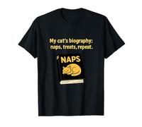 Funny Cat Biography Design Naps Treats Repeat Cat Lover T-Shirt